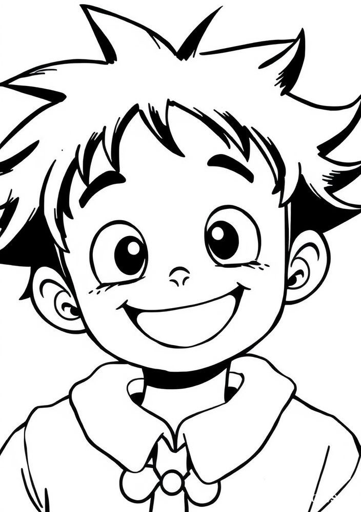 Desenho do Luffy com seu sorriso característico para colorir
