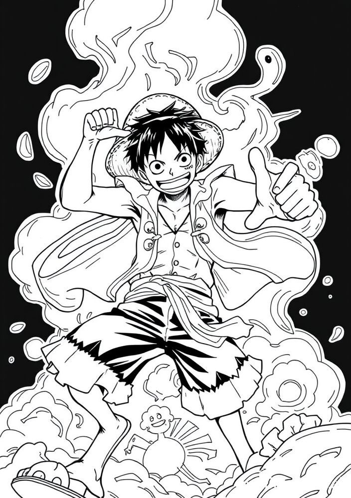 Desenho do Luffy como um super-herói para colorir