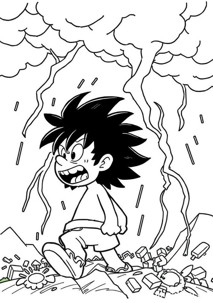 Desenho do Luffy durante uma tempestade para colorir