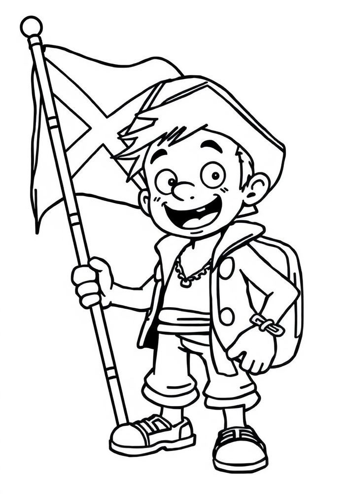 Desenho do Luffy e a Bandeira Jolly Roger para colorir