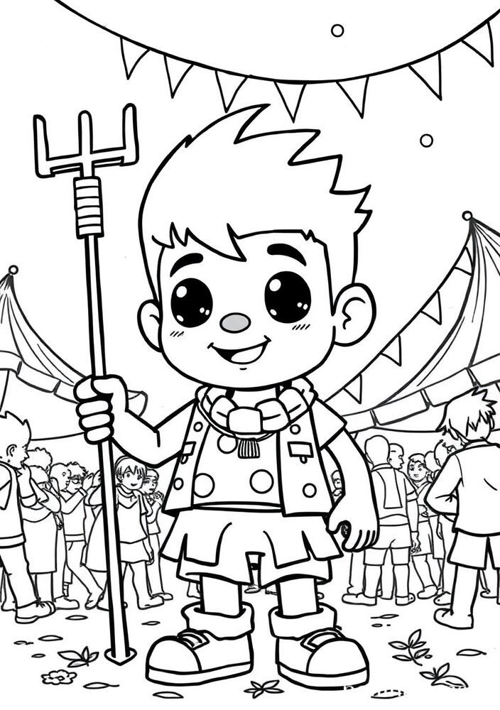 Desenho do Luffy em um festival para colorir