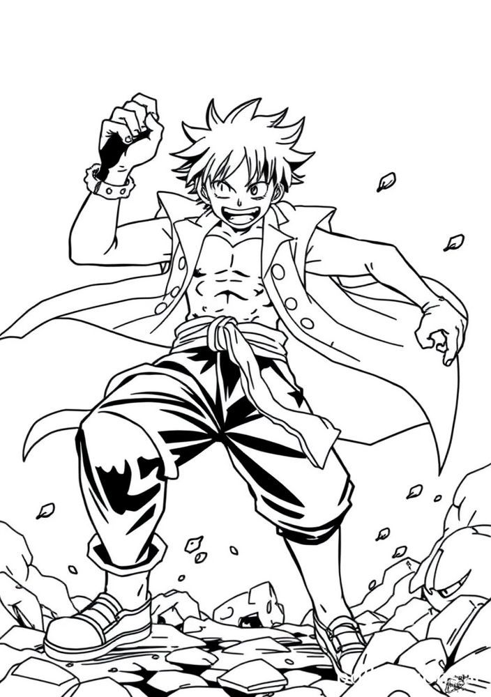 Desenho do Luffy em uma batalha para colorir