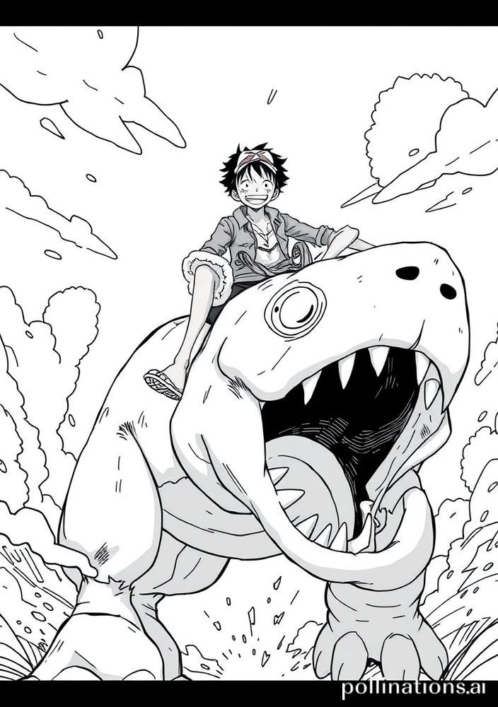 Desenho do Luffy montando um gigante para colorir