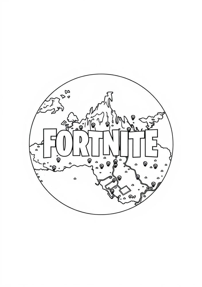 Desenho do Mapa do Fortnite para colorir