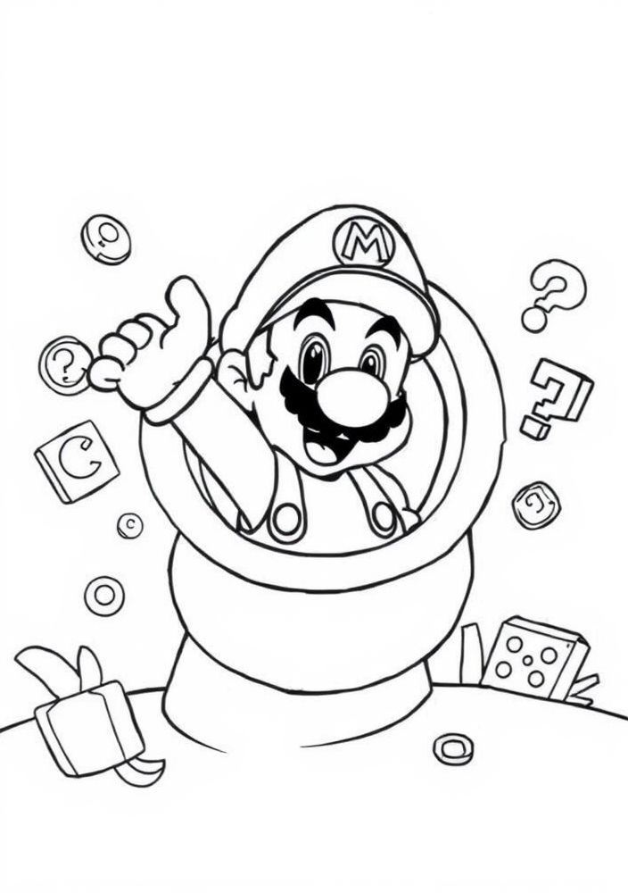 Desenho do Mario em um Tubo para colorir