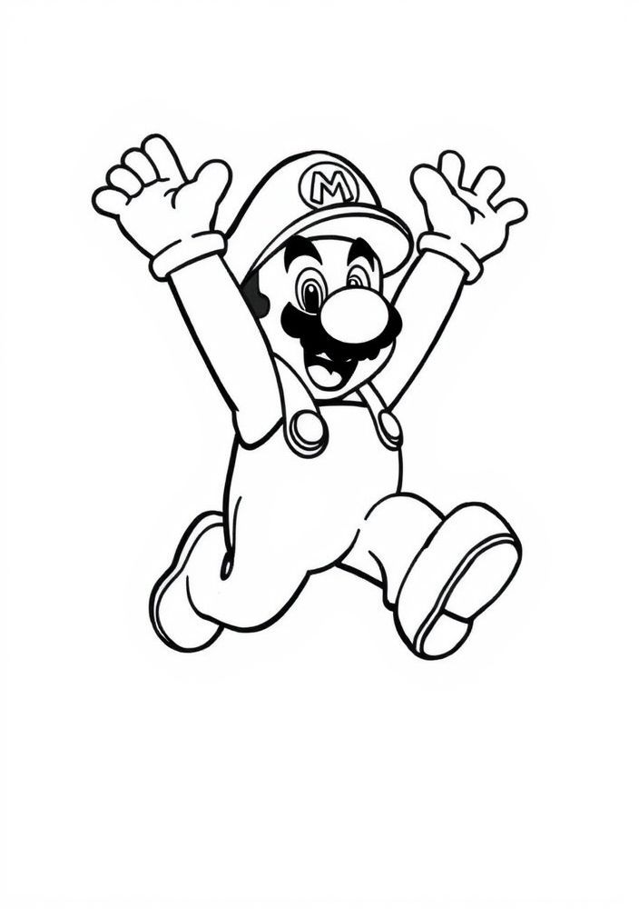 Desenho do Mario pulando para colorir