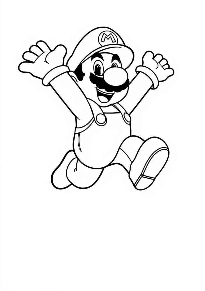 Desenho do Mario pulando para colorir