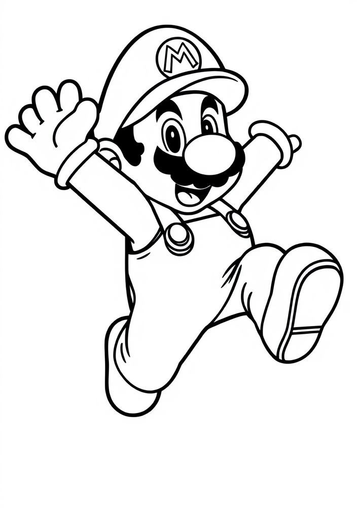 Desenho do Mario pulando para colorir