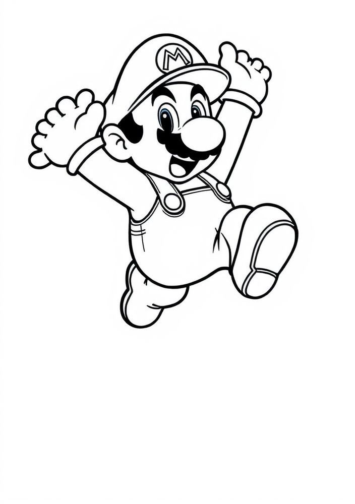 Desenho do Mario saltando para colorir
