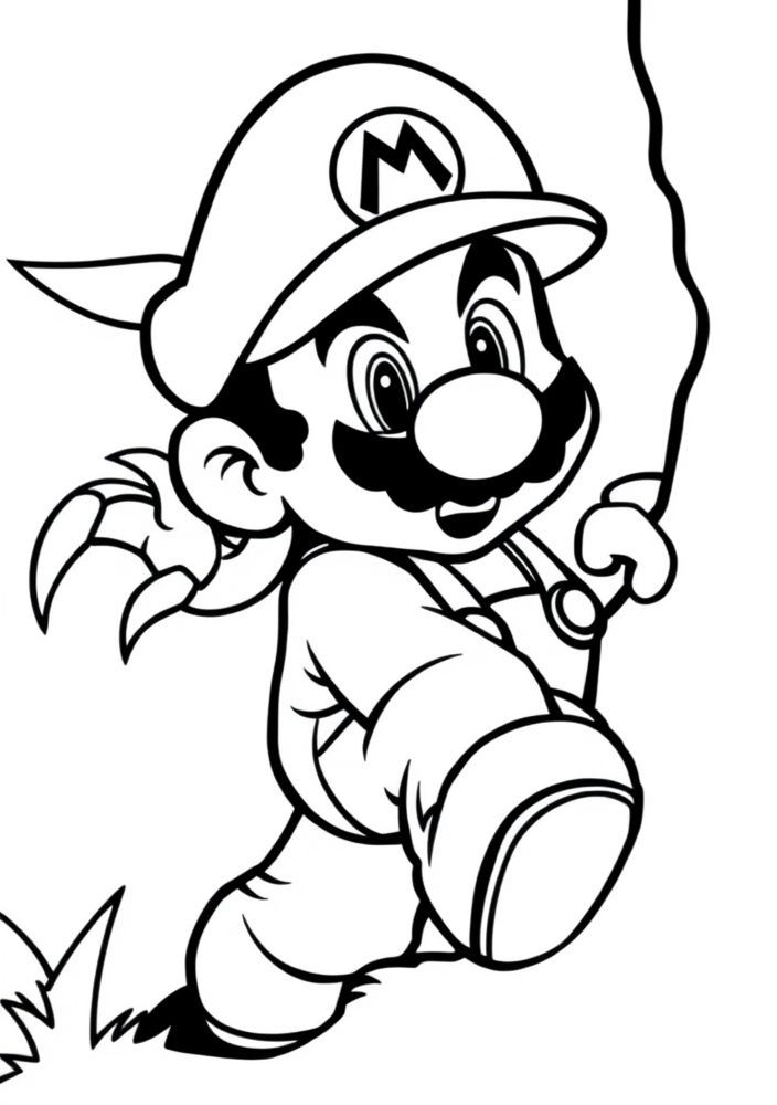 Desenho do Mario se escondendo de um inimigo para colorir
