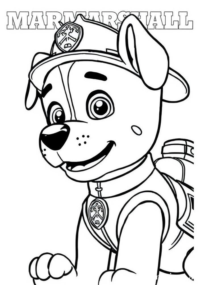 Desenho do Marshall, o cão bombeiro da Patrulha Canina para colorir