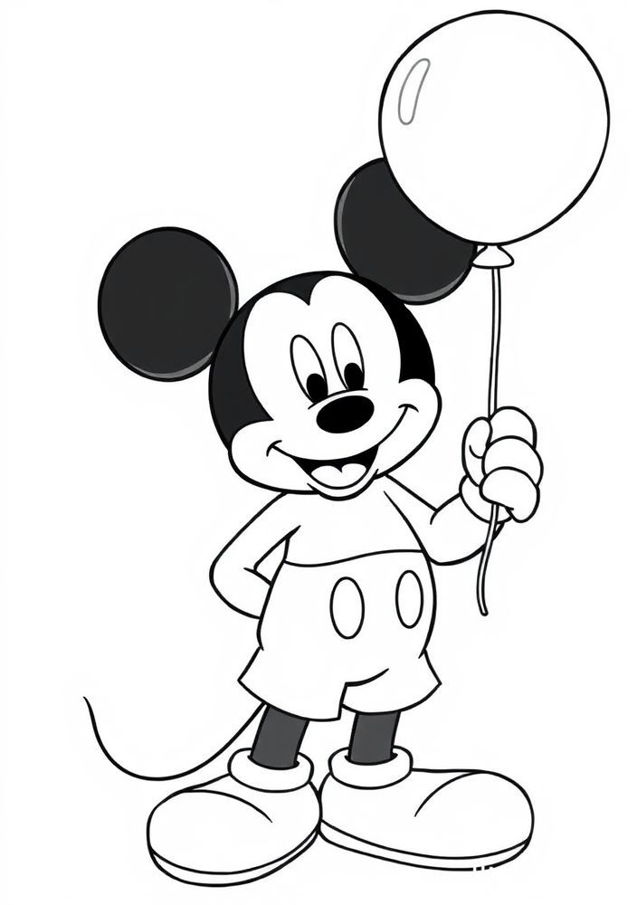 Desenho do Mickey Mouse com balão para colorir