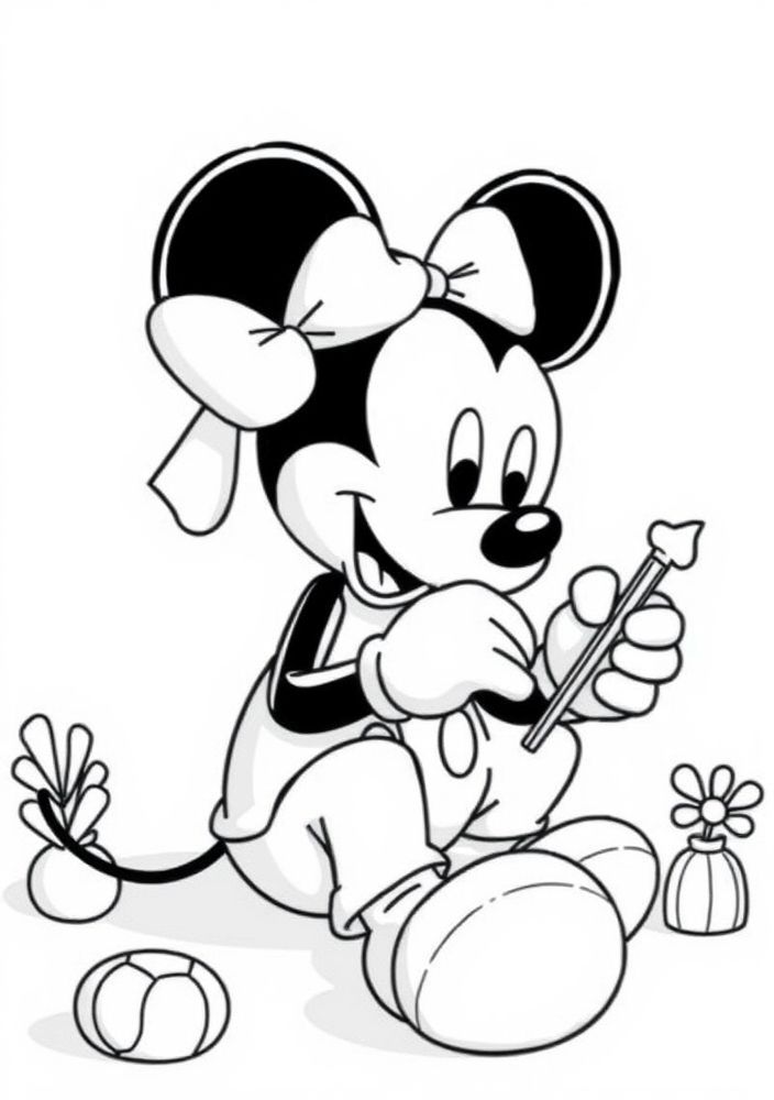 Desenho do Mickey Mouse fazendo artesanato para colorir