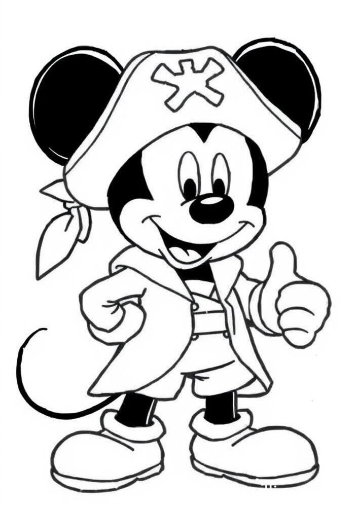 Desenho do Mickey Mouse vestido de pirata para colorir