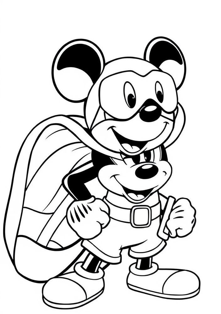 Desenho do Mickey como super-herói para colorir