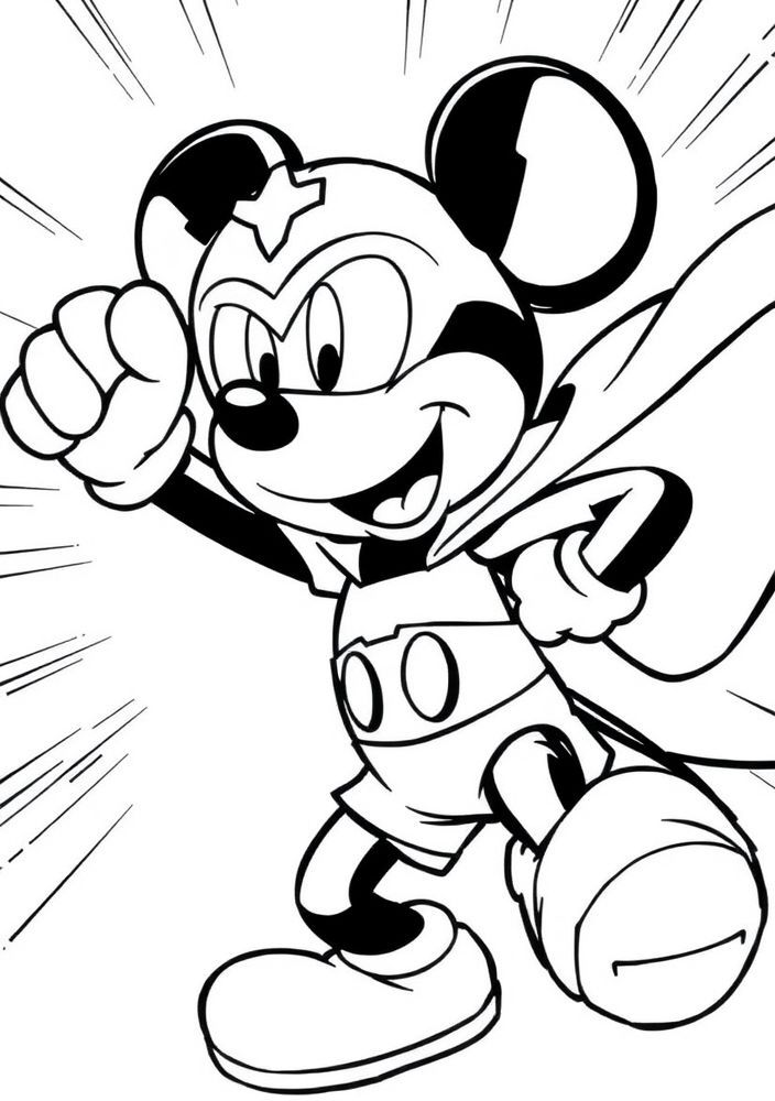 Desenho do Mickey como super-herói para colorir