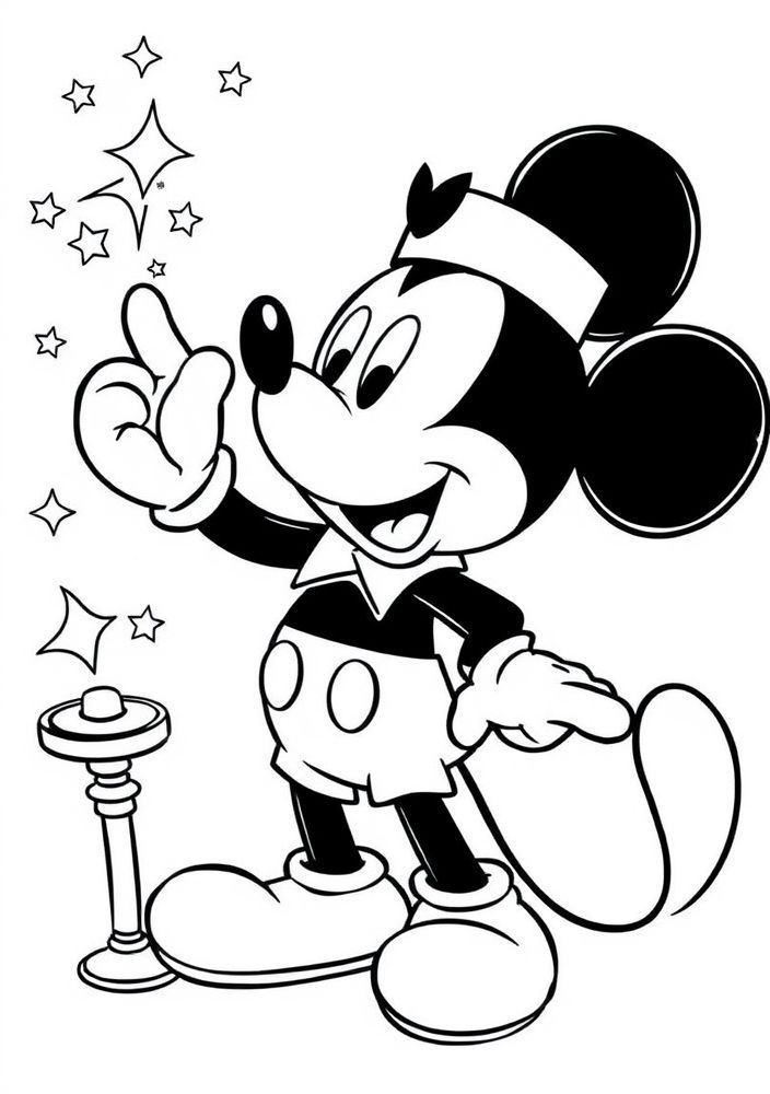 Desenho do Mickey fazendo mágica para colorir
