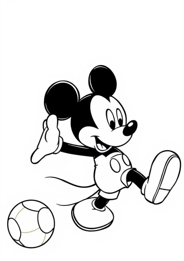 Desenho do Mickey jogando bola para colorir