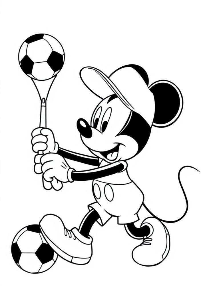 Desenho do Mickey nos esportes para colorir