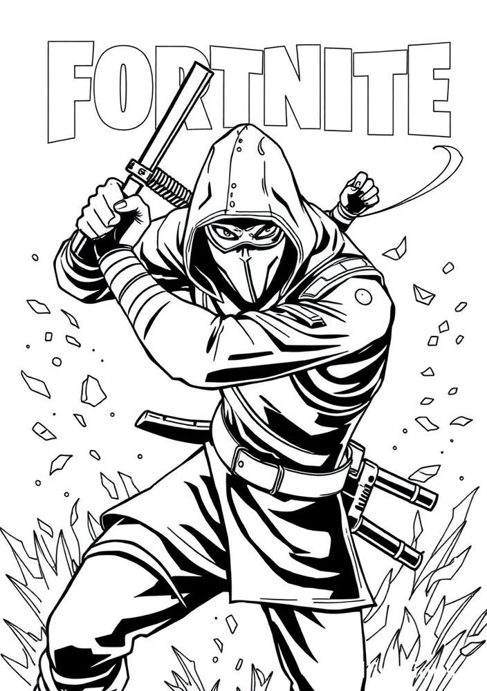 Desenho do Ninja do Fortnite para colorir