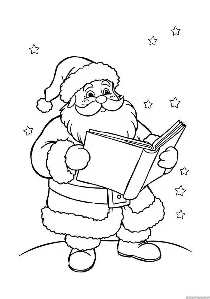 Desenho do Papai Noel lendo cartas para colorir