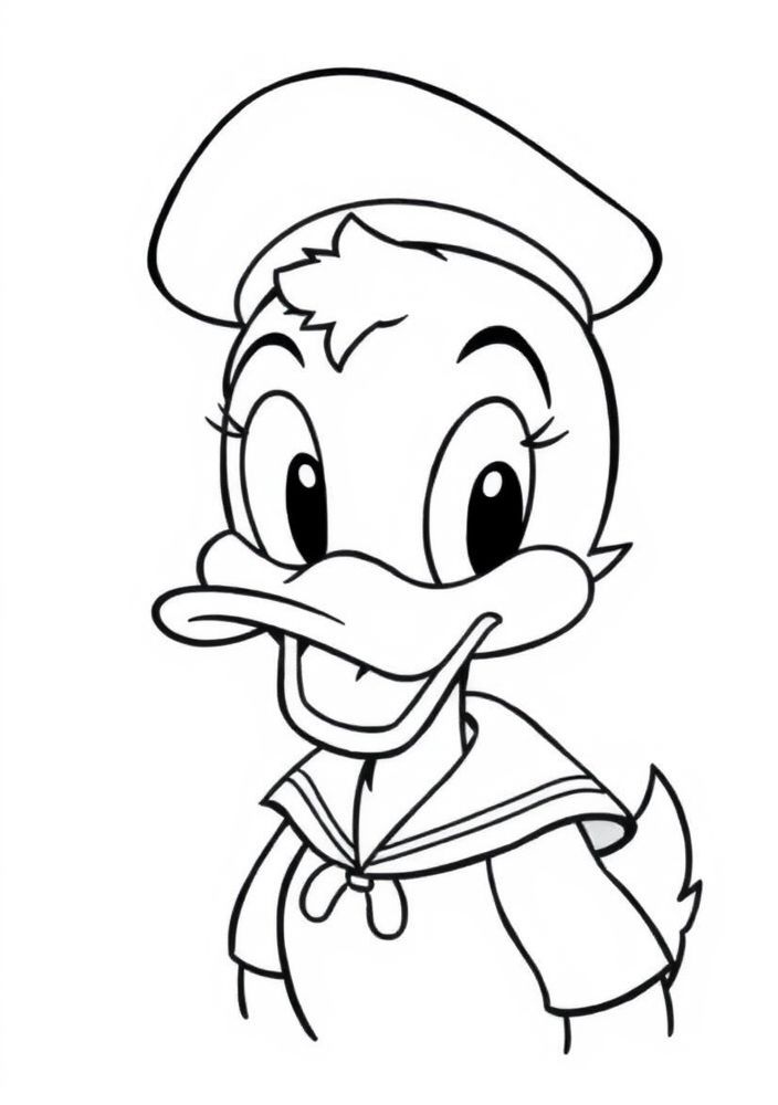 Desenho do Pato Donald com chapéu de marinheiro para colorir