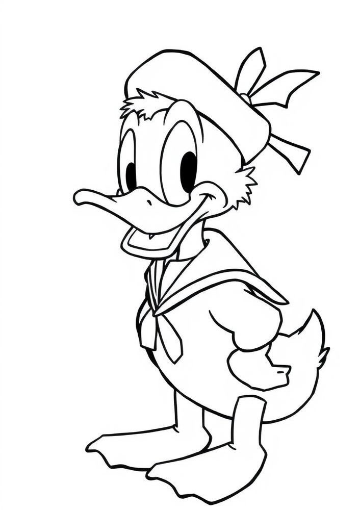 Desenho do Pato Donald com uniforme de marinheiro para colorir