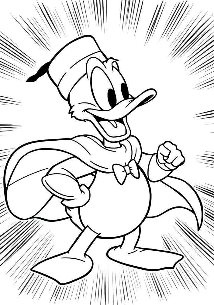 Desenho do Pato Donald como super-herói para colorir