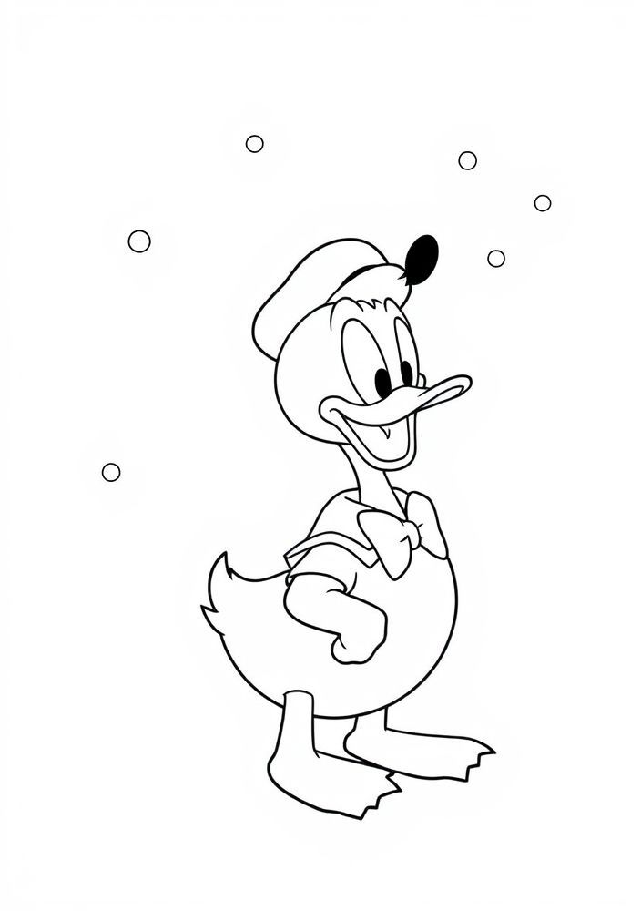 Desenho do Pato Donald na neve para colorir