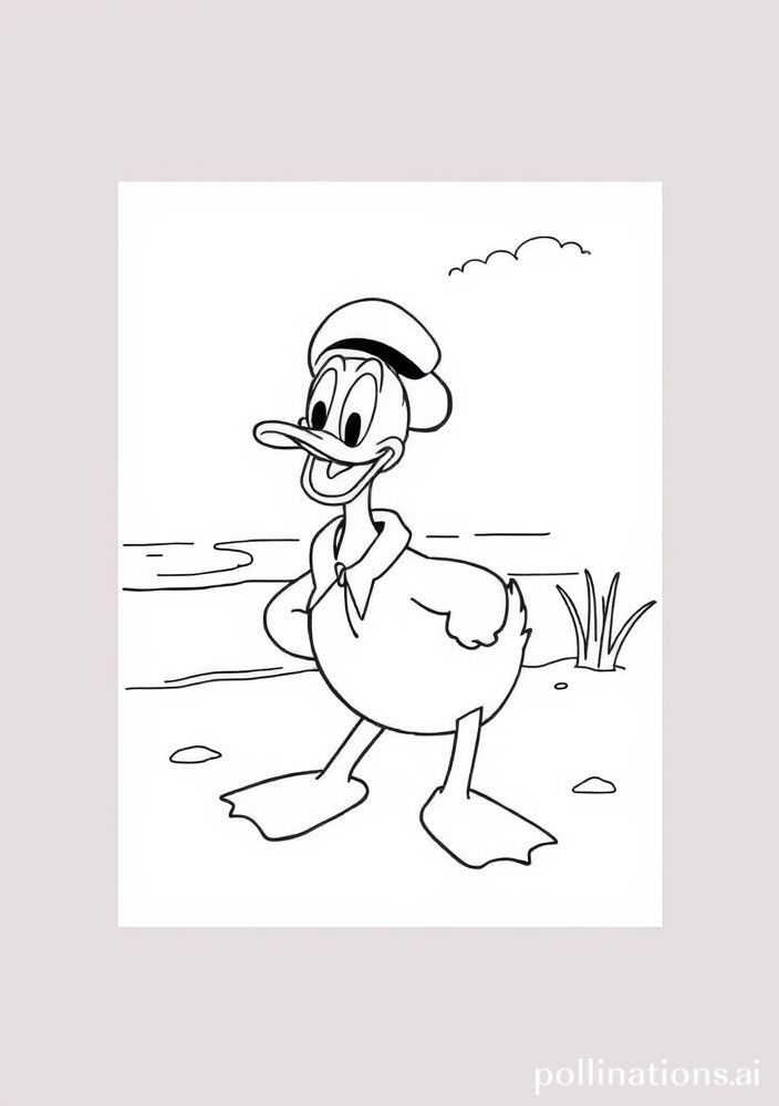 Desenho do Pato Donald na praia para colorir
