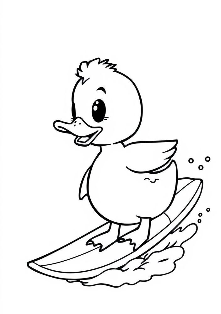 Desenho do Pato Júnior surfando para colorir
