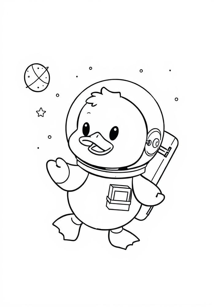 Desenho do Pato astronauta para colorir