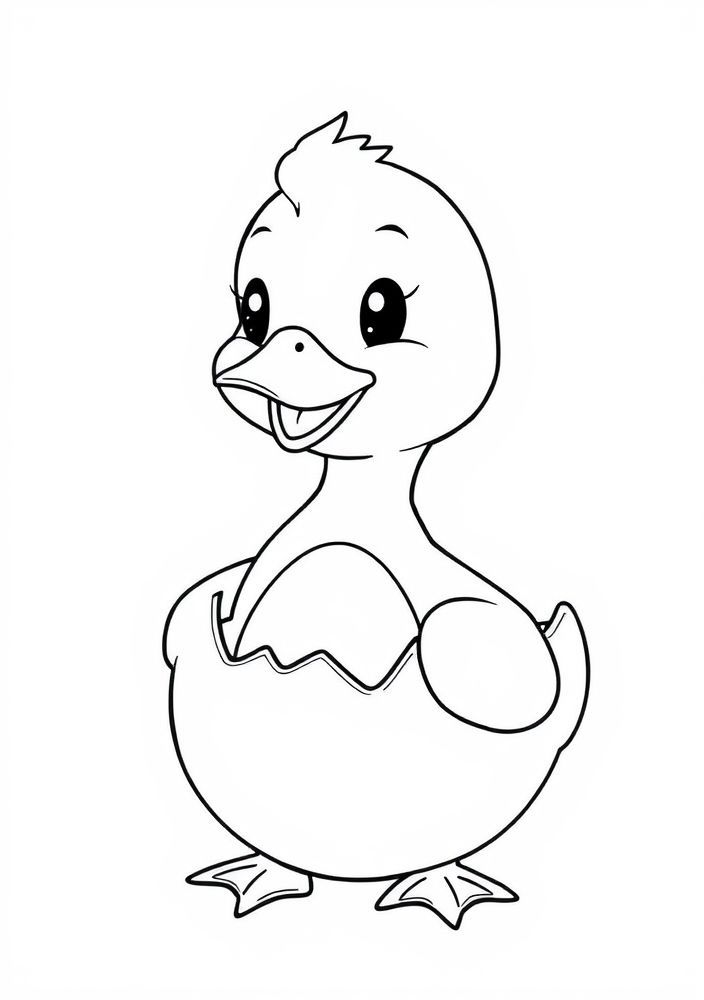 Desenho do Pato com seu ovo para colorir