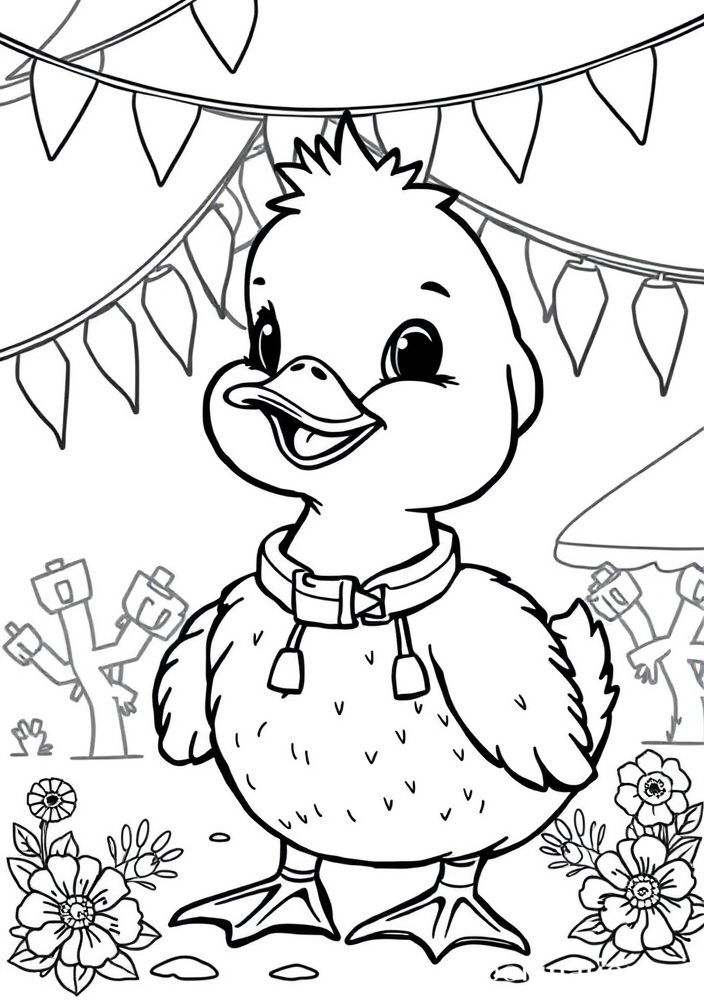 Desenho do Pato em um festival para colorir