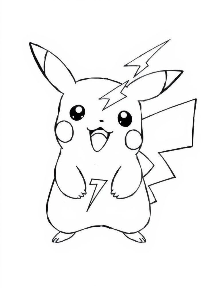 Desenho do Pikachu com um raio para colorir