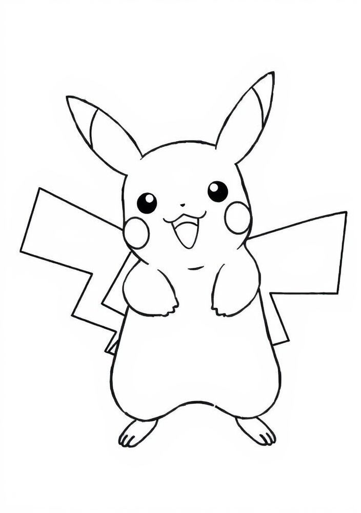 Desenho do Pikachu fazendo pose para colorir