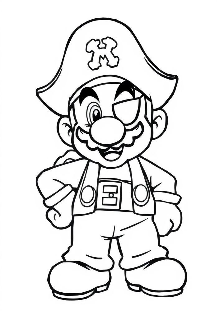 Desenho do Pirata em Mario para colorir