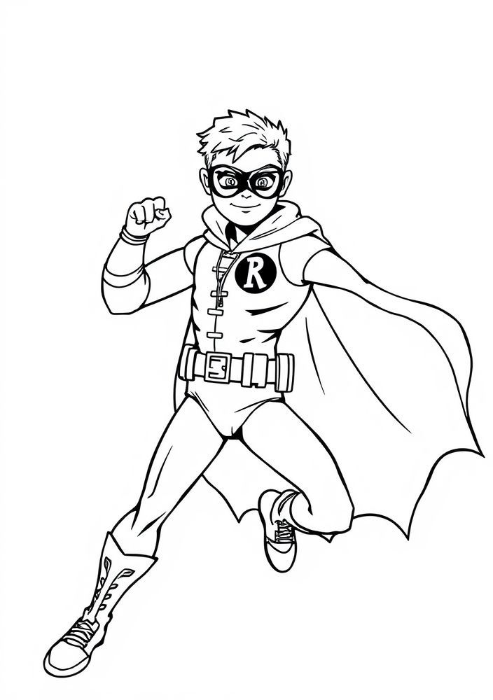Desenho do Robin pronto para a ação para colorir