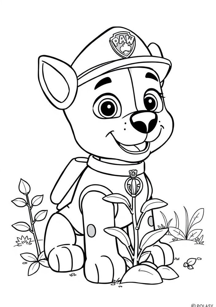 Desenho do Rocky plantando uma árvore para colorir