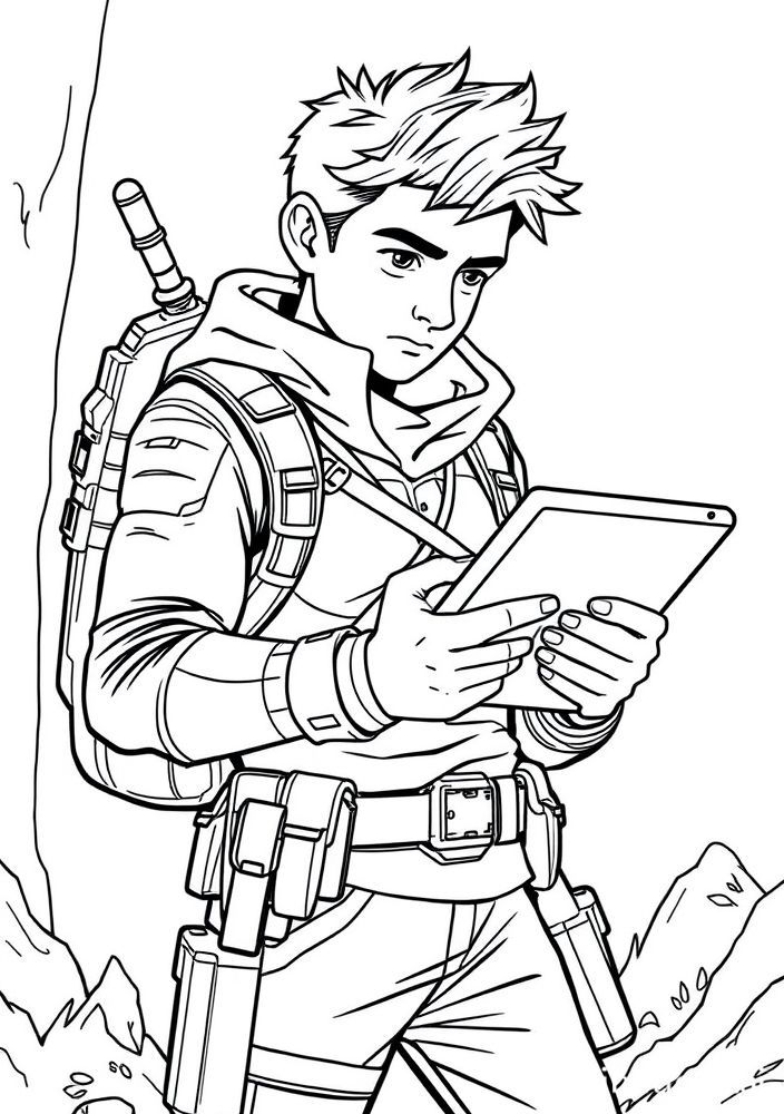 Desenho do Ryder com seu tablet para colorir