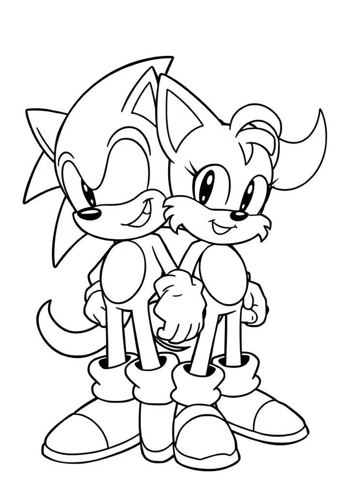Desenho do Sonic e Tails juntos para colorir