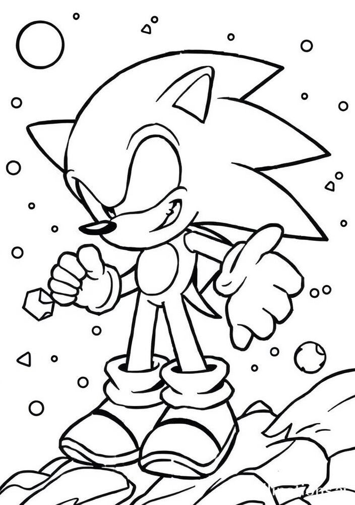 Desenho do Sonic e suas aventuras no espaço para colorir