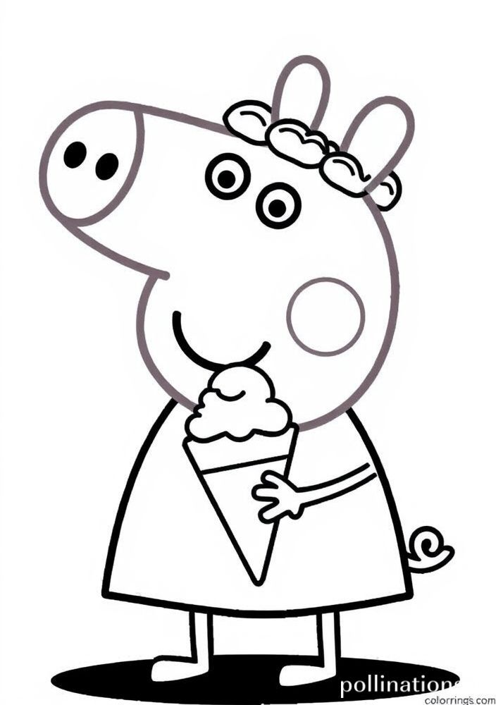 Desenho do Sorvete da Peppa Pig para colorir