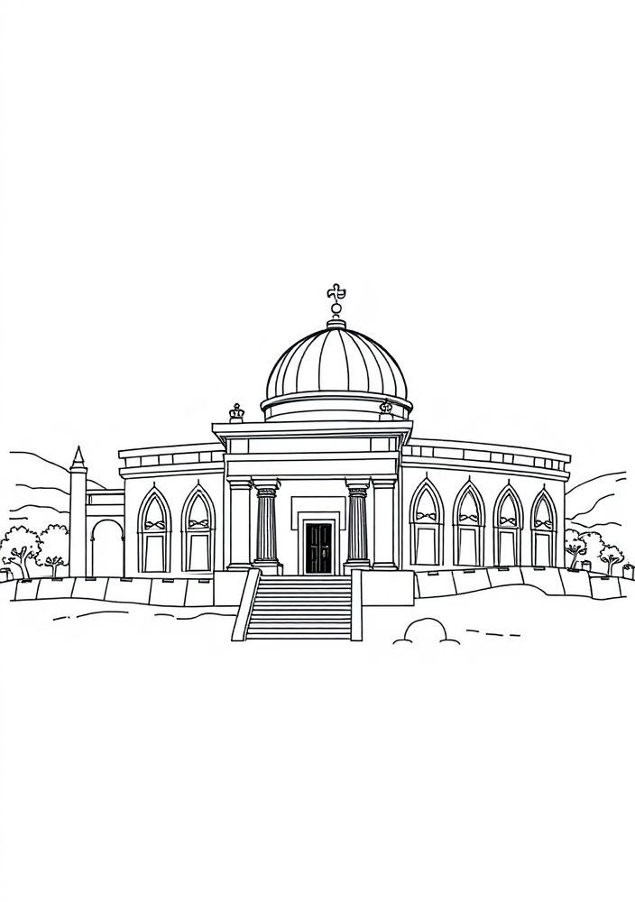 Desenho do Templo de Salomão para colorir