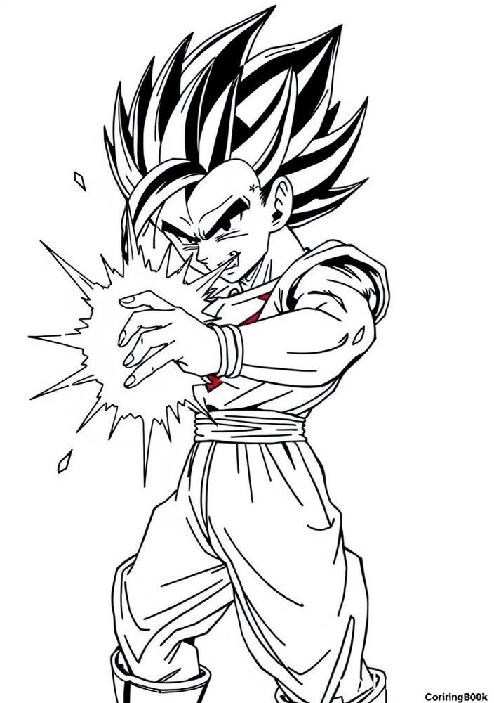 Desenho do Vegeta com o Big Bang Attack para colorir