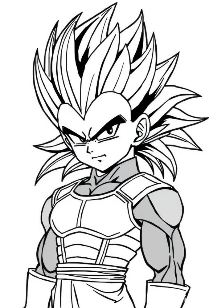 Desenho do Vegeta como um personagem de super-herói para colorir