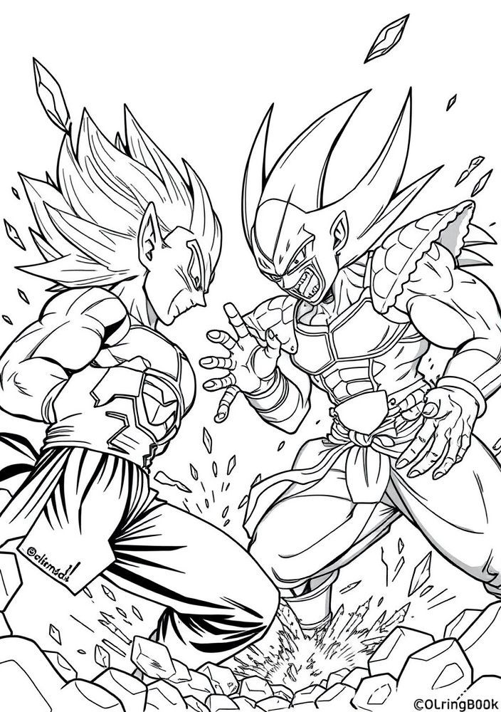 Desenho do Vegeta contra Freeza para colorir