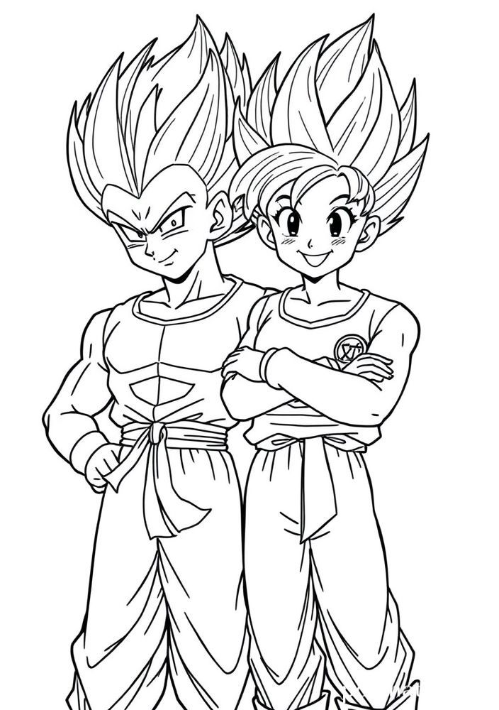 Desenho do Vegeta e Bulma juntos para colorir