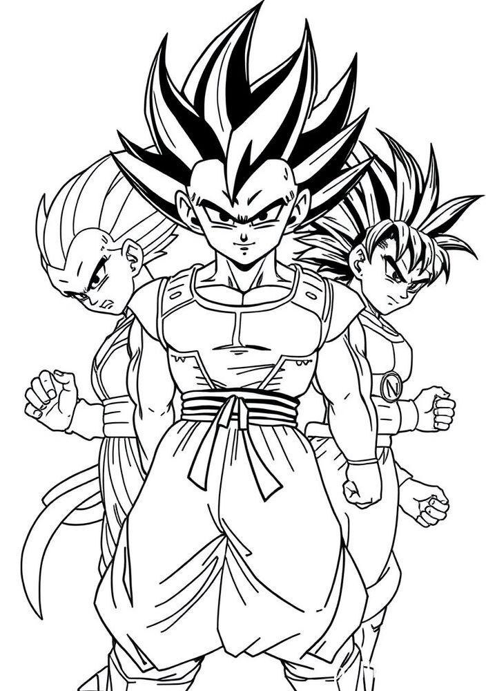 Desenho do Vegeta e seus aliados da Z Fighters para colorir