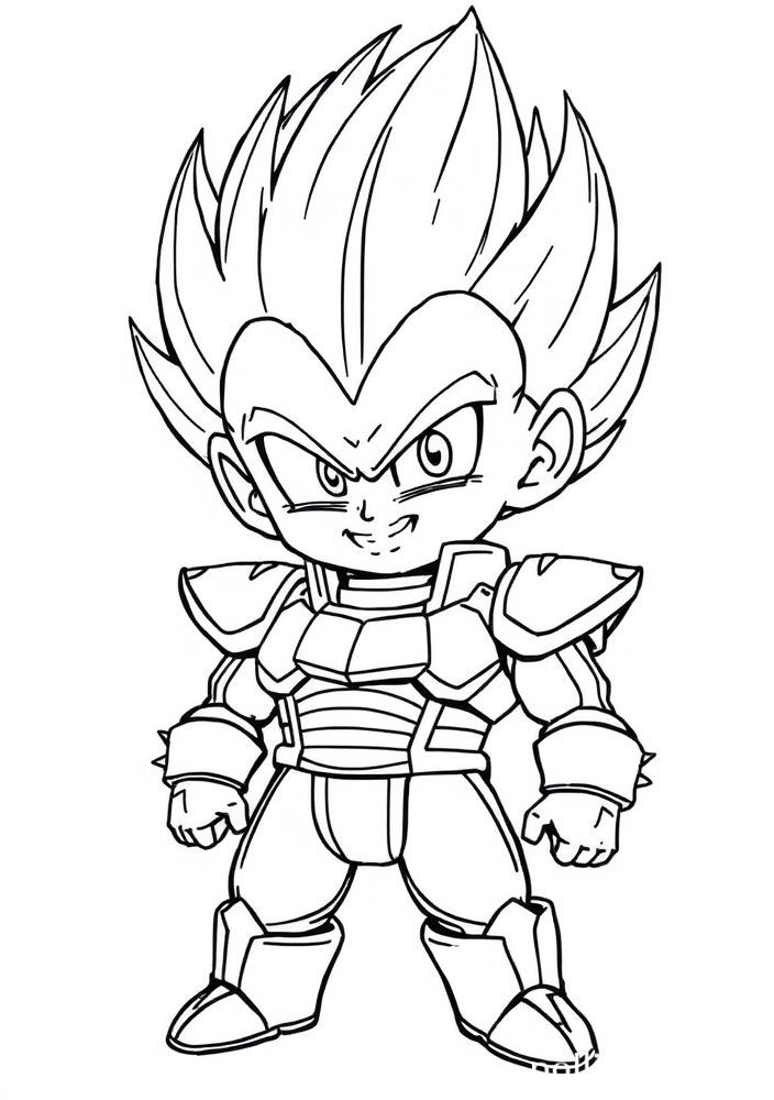 Desenho do Vegeta em forma de chibi para colorir